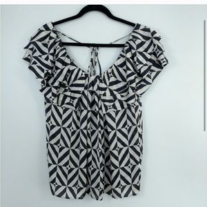 Club Monaco Jodie silk ruffled shirt size M NWT